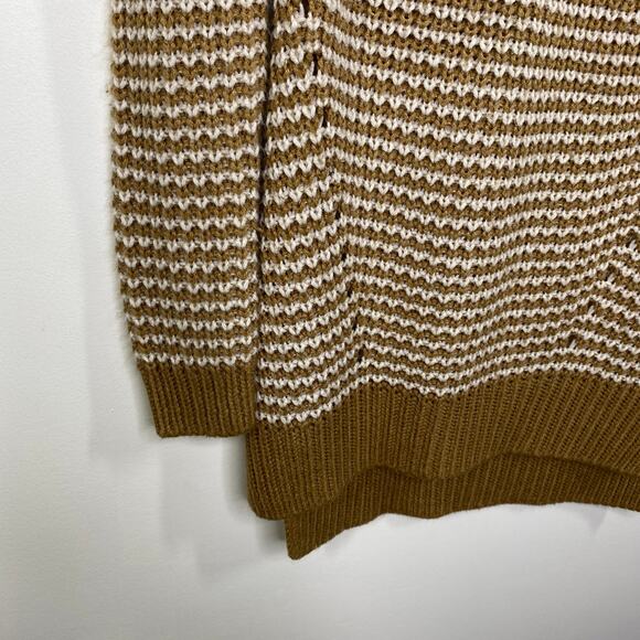 Caslon Tan White Striped Long Sleeve Knit Tunic Sweater Women's Size Medium M - Picture 3 of 8